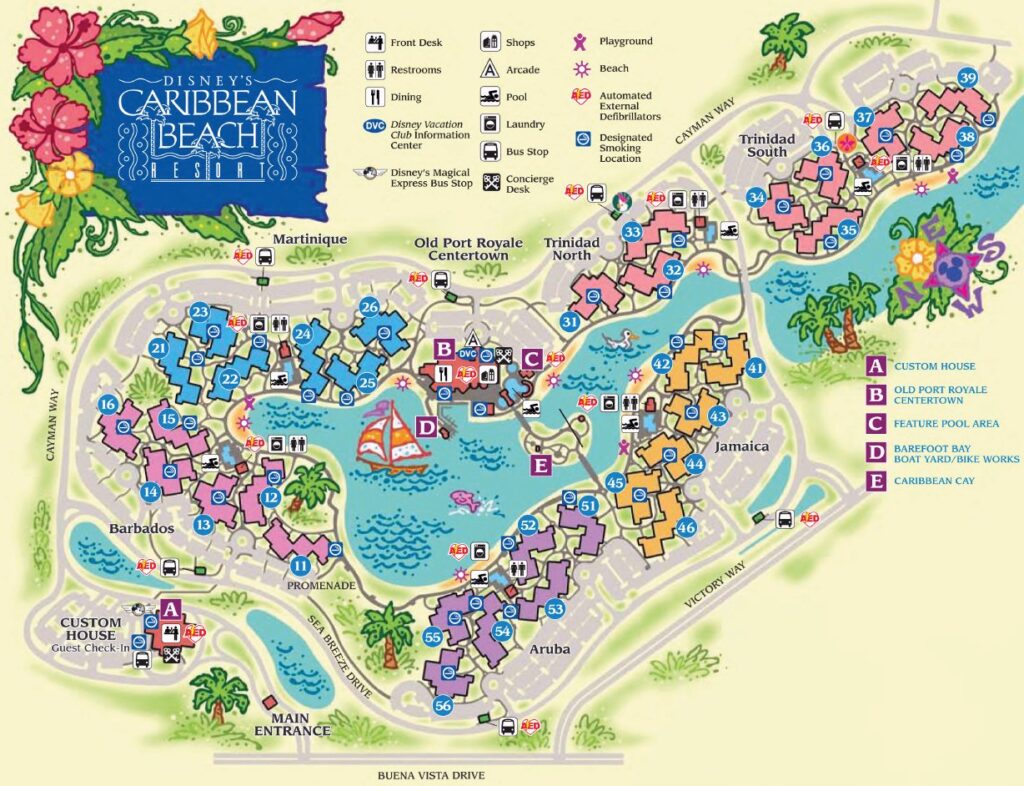Disney's Caribbean Beach Resort Map