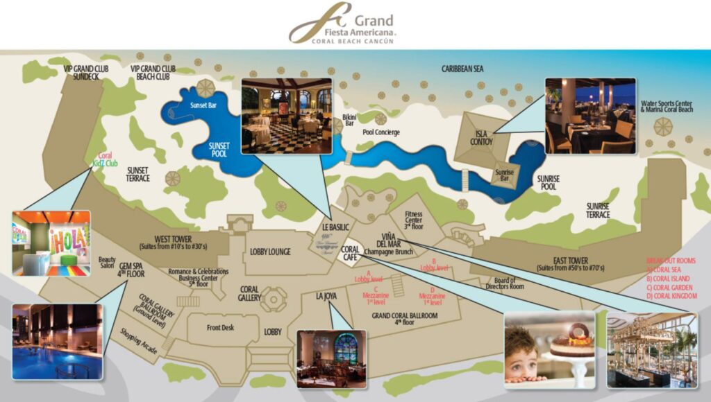 Grand Fiesta Americana Coral Beach Cancun Resort Map