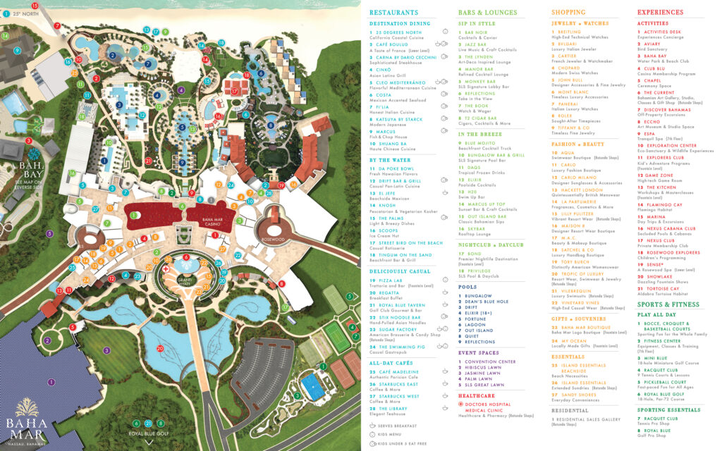 Resort Map of Grand Hyatt Baha Mar,Nassau, Bahamas