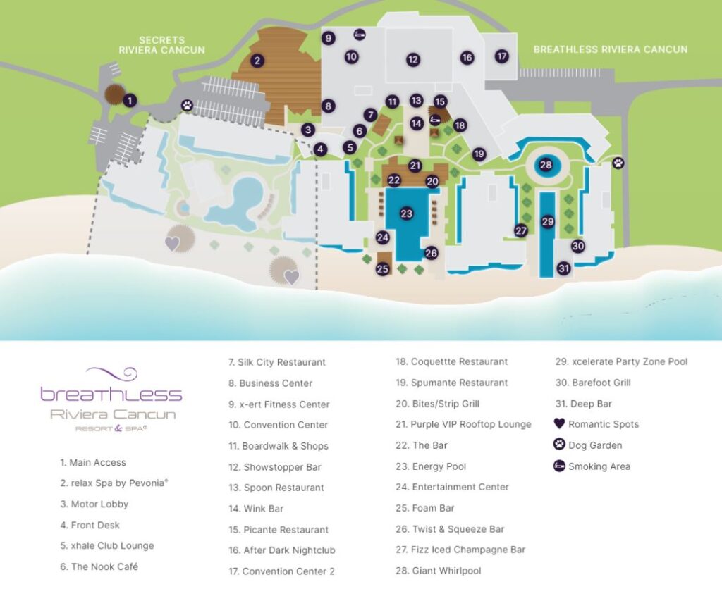 Breathless Riviera Cancun Resort & Spa Map