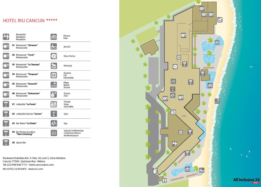 Riu Cancun Resort Map