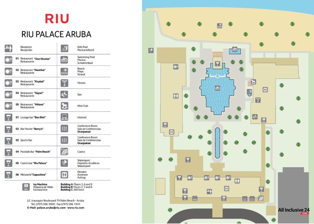 Riu Palace Aruba Resort Map