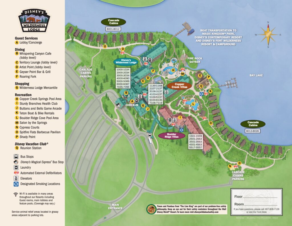 Disney's Wilderness Lodge Resort Map